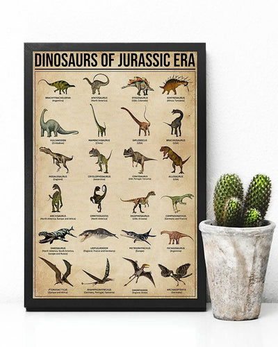 Dinosaurs Of Jurassic Era Poster, Canvas