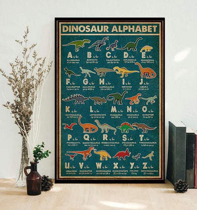 Dinosaur Alphabet Vintage Poster, Canvas