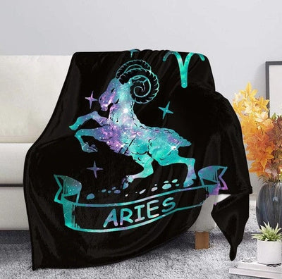 Aries Horoscope Zodiac Star Sign Fleece & Sherpa Blanket