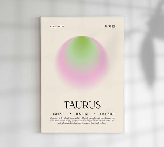 Póster del signo espiritual Tauro, lienzo