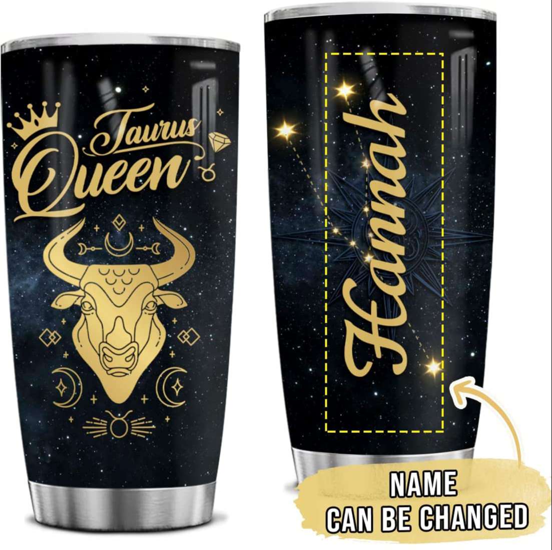 Personalized Zodiac Taurus Queen Sign Astrology Tumbler