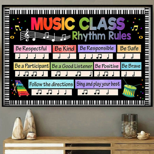 Reglas de ritmo para el aula de música Suministros Póster para profesores de música, lienzo