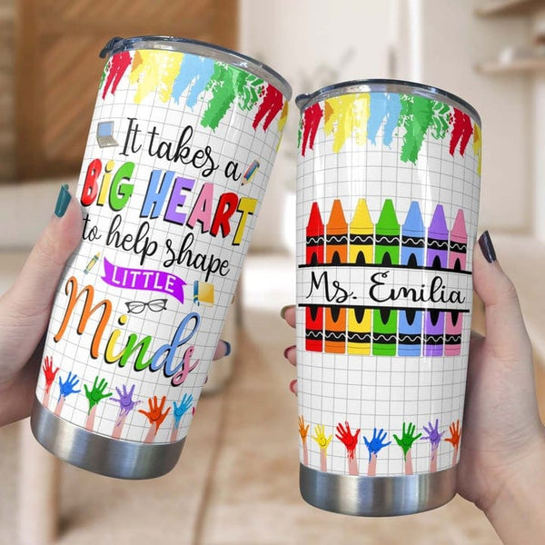 A Big Heart - Personalized Tumbler Cup - Birthday Gift For Teacher  Colleague Student