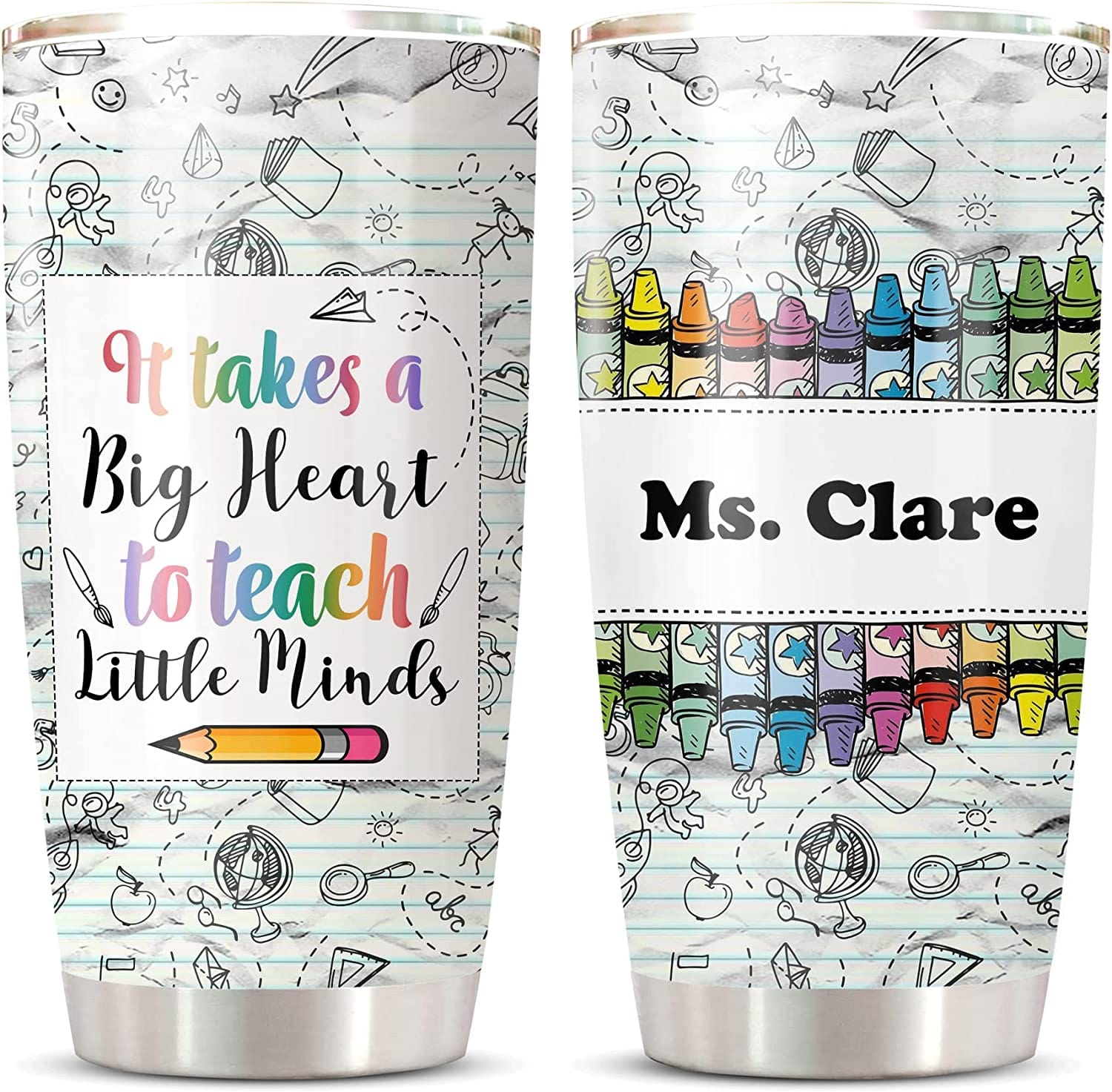 Personalized It Takes A Big Heart To Shape Little Minds Teacher Tumbler