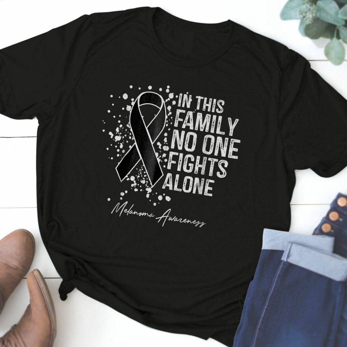 In This Family No One Fights Alone Melanoma Awareness Shirt