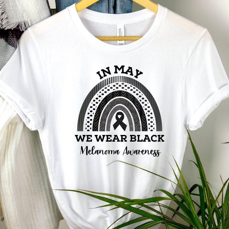 Black Rainbow In May We Wear Black Melanoma Awareness Shirt