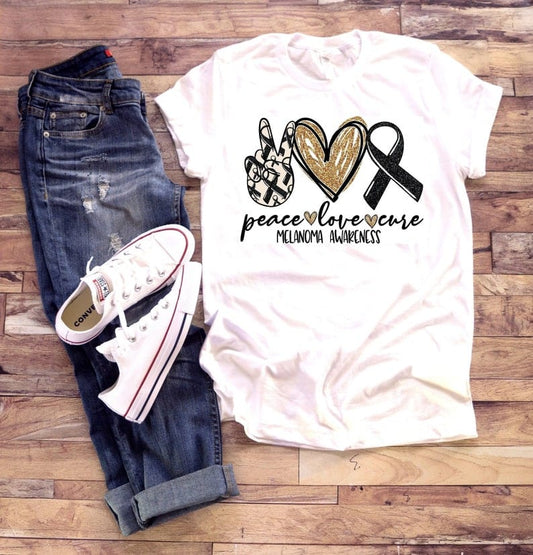 Peace Love Cure Melanoma Awareness Shirt