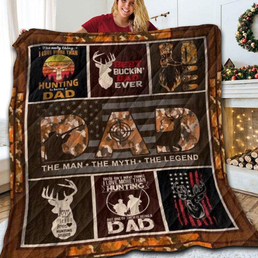 Hunting Dad Father's Day Fleece & Sherpa Blanket