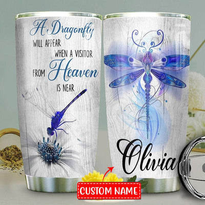Personalized Watercolor Dragonfly Tumbler