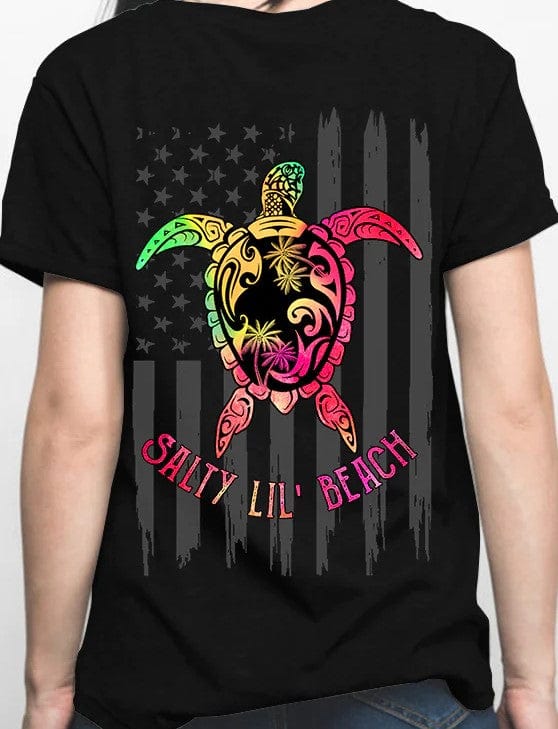 Camiseta con la bandera de Estados Unidos de Salty Lil Beach Turtle