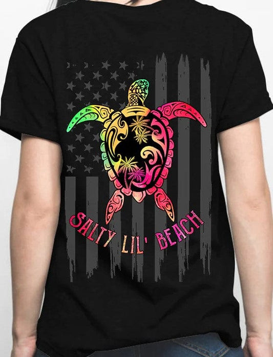 Camiseta con la bandera de Estados Unidos de Salty Lil Beach Turtle