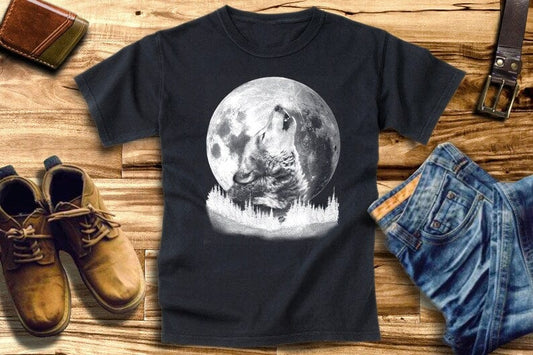 Camisetas de lobo aullando a la luna