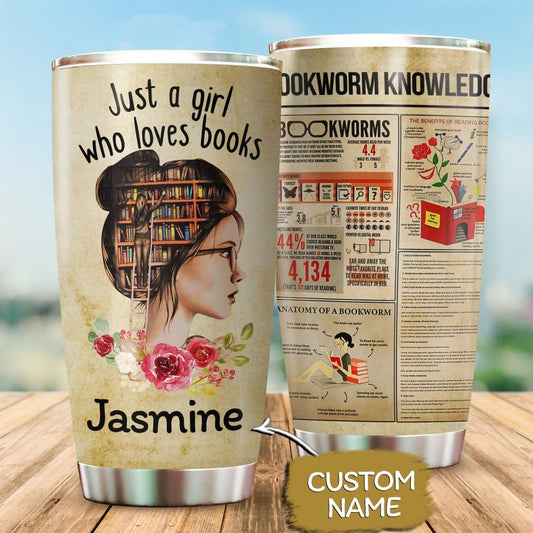 Vaso de conocimiento personalizado de Just A Girl Who Loves Books Bookworm