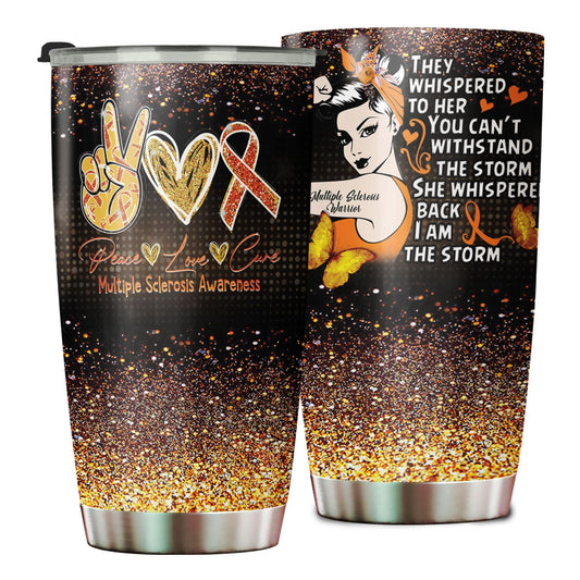 Peace Love Cure Multiple Sclerosis Awareness Tumbler