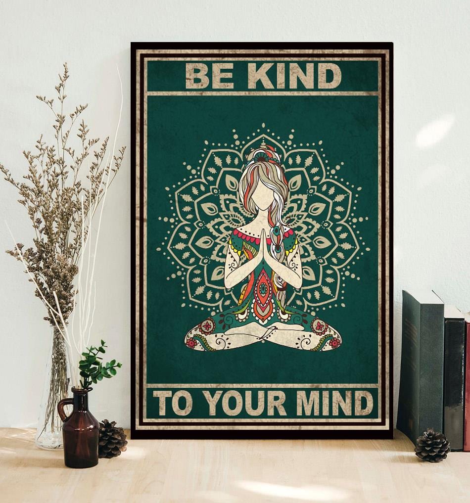 Póster de salud mental de Yoga Girl, Sé amable con tu mente, lienzo