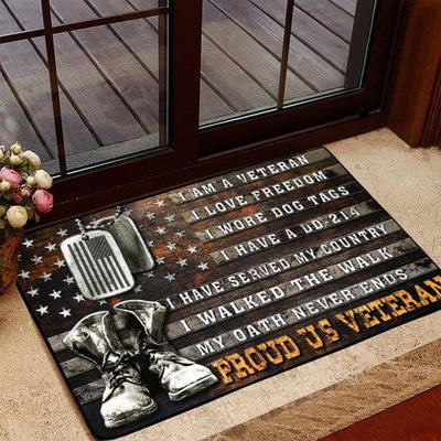 I Am A Veteran I Love Freedom Proud US Veteran Doormat