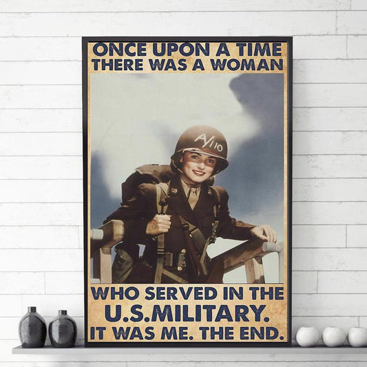 Érase una vez una mujer que sirvió en el ejército de EE. UU. Póster de veterano, lienzo