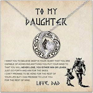 To My Daughter Double Heart Necklace - Viking You Will Never Lose, You Either Win Or Learn