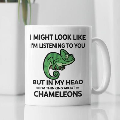 I Might Look Like Listening To You Iguana Mugs, Cup