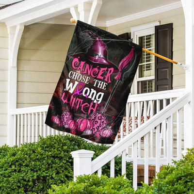 Choose The Wrong Witch, Halloween Pumpkin, Breast Cancer Awareness Flag, House & Garden Flag