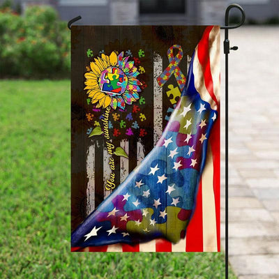 You Are My Sunshine, Puzzle Piece Ribbon Sunflower, Autism American Awareness Flag, House & Garden Flag