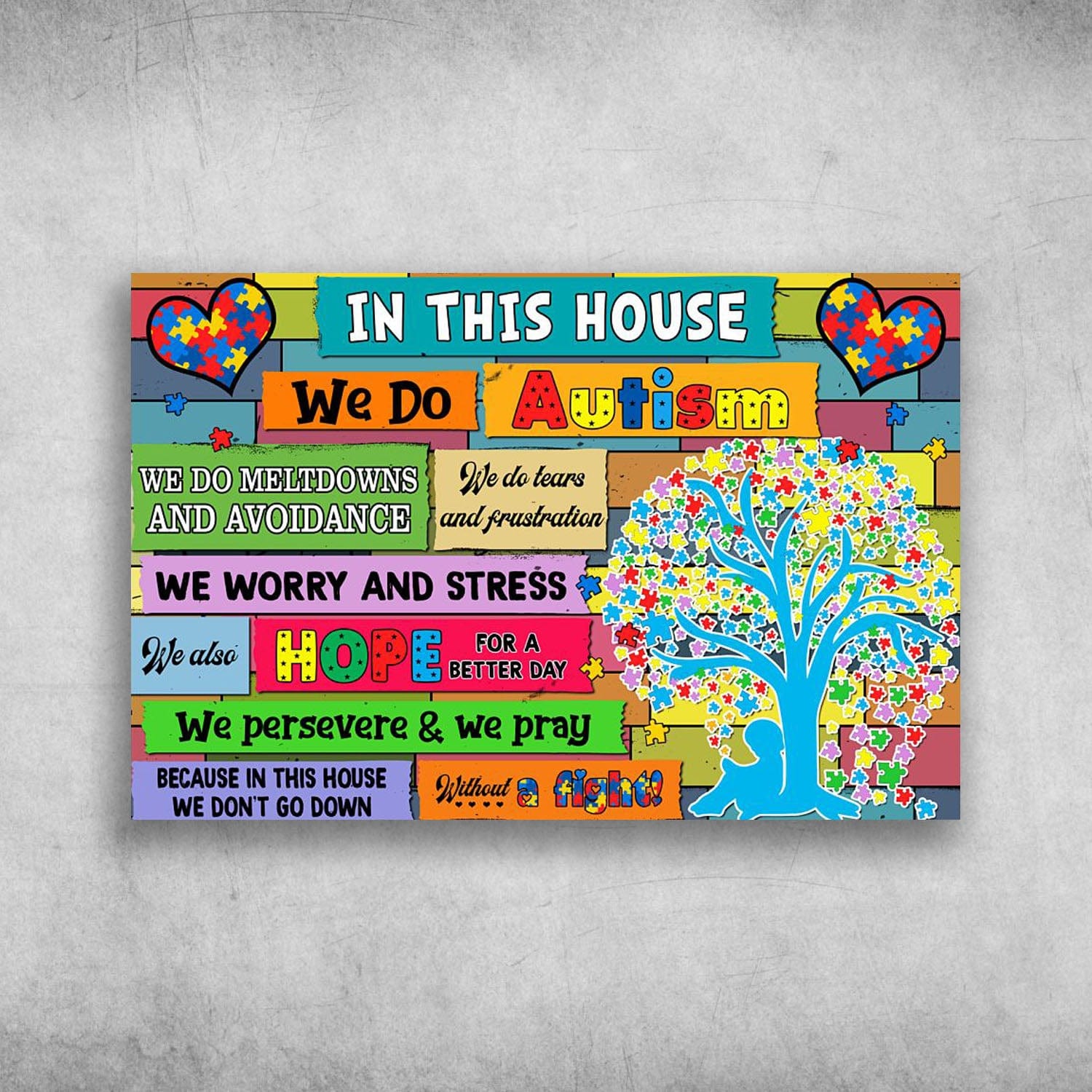 In This House We Do Autism Without A Fight Autism Awareness Poster, Canvas