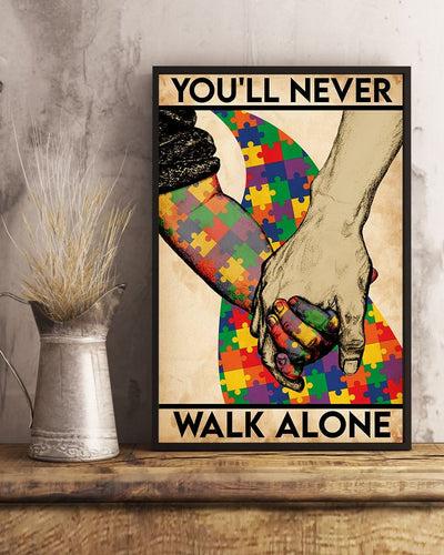 You'll Never Walk Alone Autism Awareness Poster, Canvas