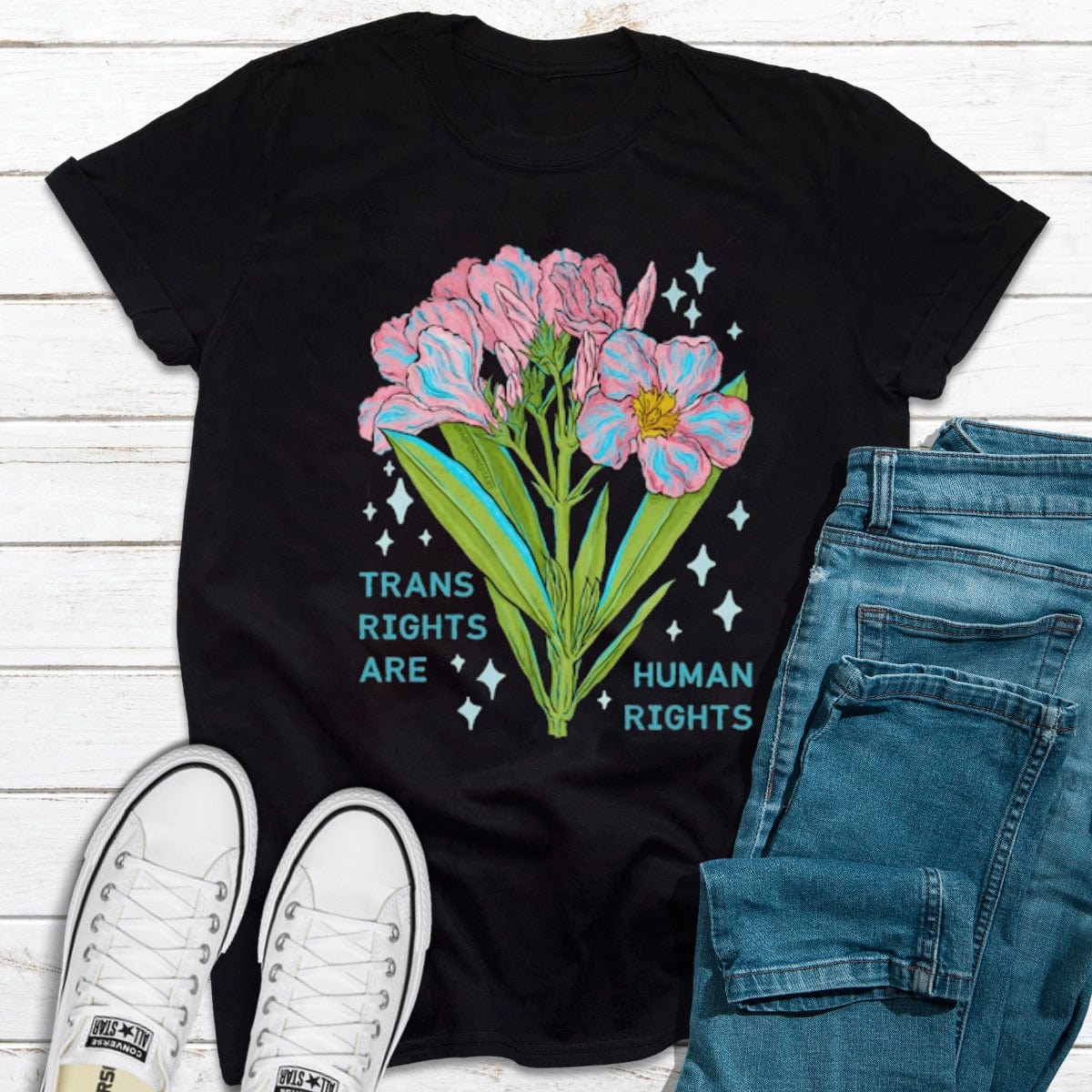 Trans Rights Are Human Rights Floral Transgender LGBT Pride Shirt