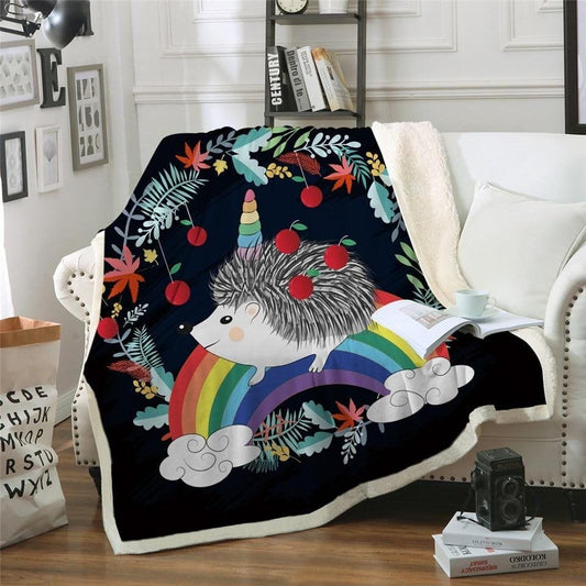 Manta de erizo y unicornio