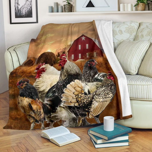 Chicken Farmhouse Sunset Chicken Blanket