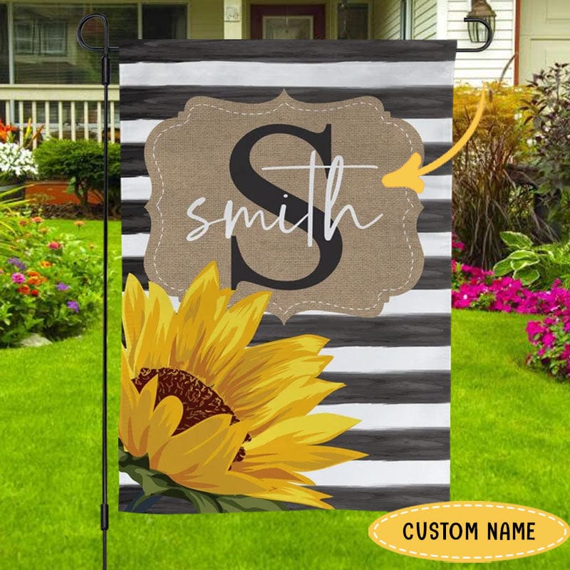 Personalized Family Name Floral Summer Sunflower House & Garden Flag