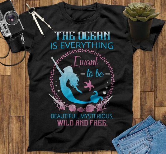 El océano es todo lo que quiero ser Bella camiseta de sirena misteriosa, salvaje y libre