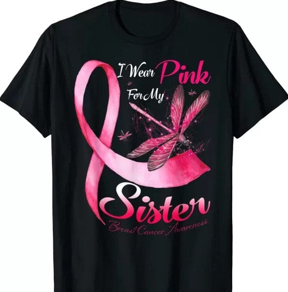 I Wear Pink For My Sister Dragonfly Breast Cancer Awareness Shirt