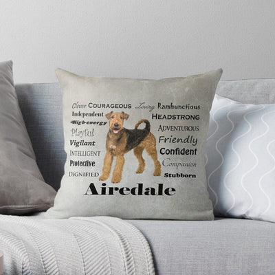 Airedale Terrier Traits Throw Pillow