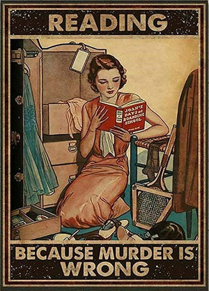 Reading Because Murder is Wrong Girl Reading Book Poster, Canvas