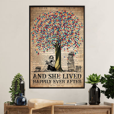 And She Lived Happily Ever After Books Lover Poster, Canvas