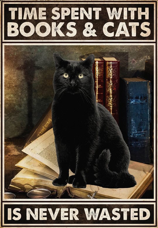 El tiempo que pasamos con los libros y los gatos nunca es una pérdida Póster, Lienzo