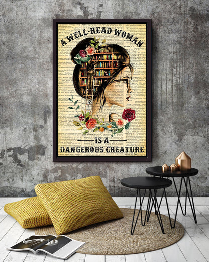 A Well Read Woman Is Dangerous Creature Book Poster, Canvas