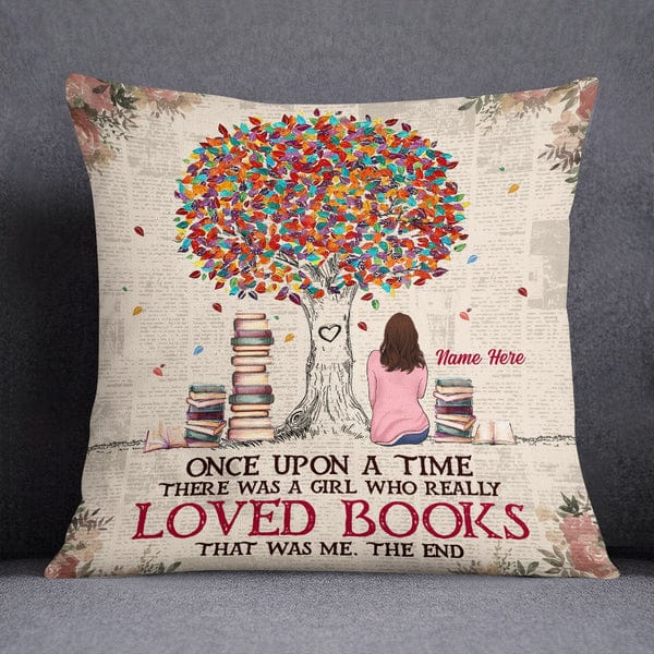 Almohada de libros personalizados Érase una vez una niña que amaba mucho los libros