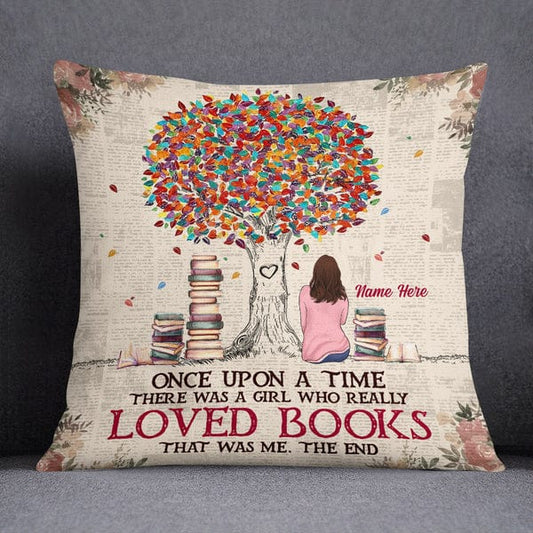 Almohada de libros personalizados Érase una vez una niña que amaba mucho los libros