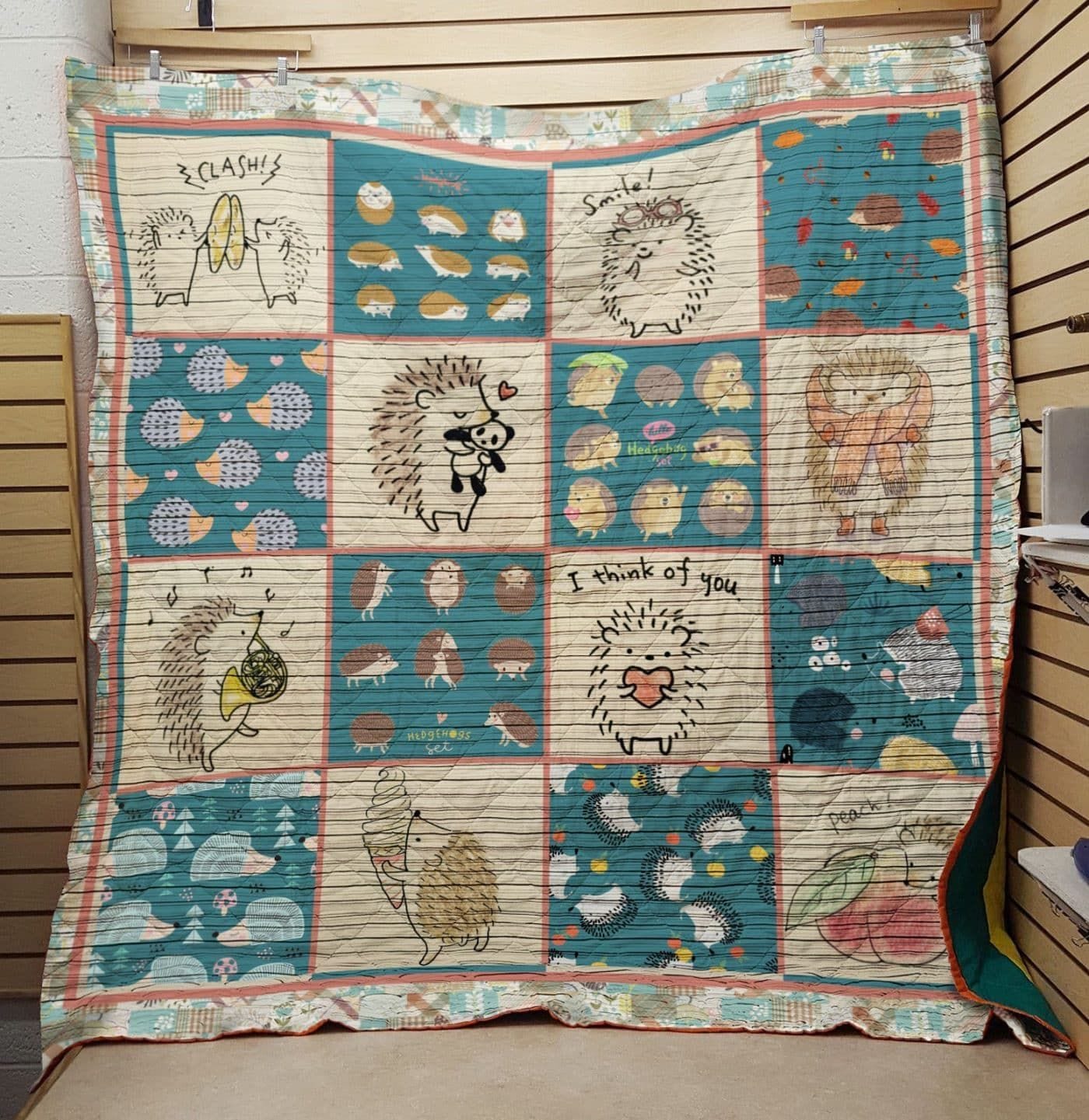 I Think Of You Cute Hedgehog Blanket
