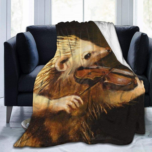 Manta de erizo con violín y música