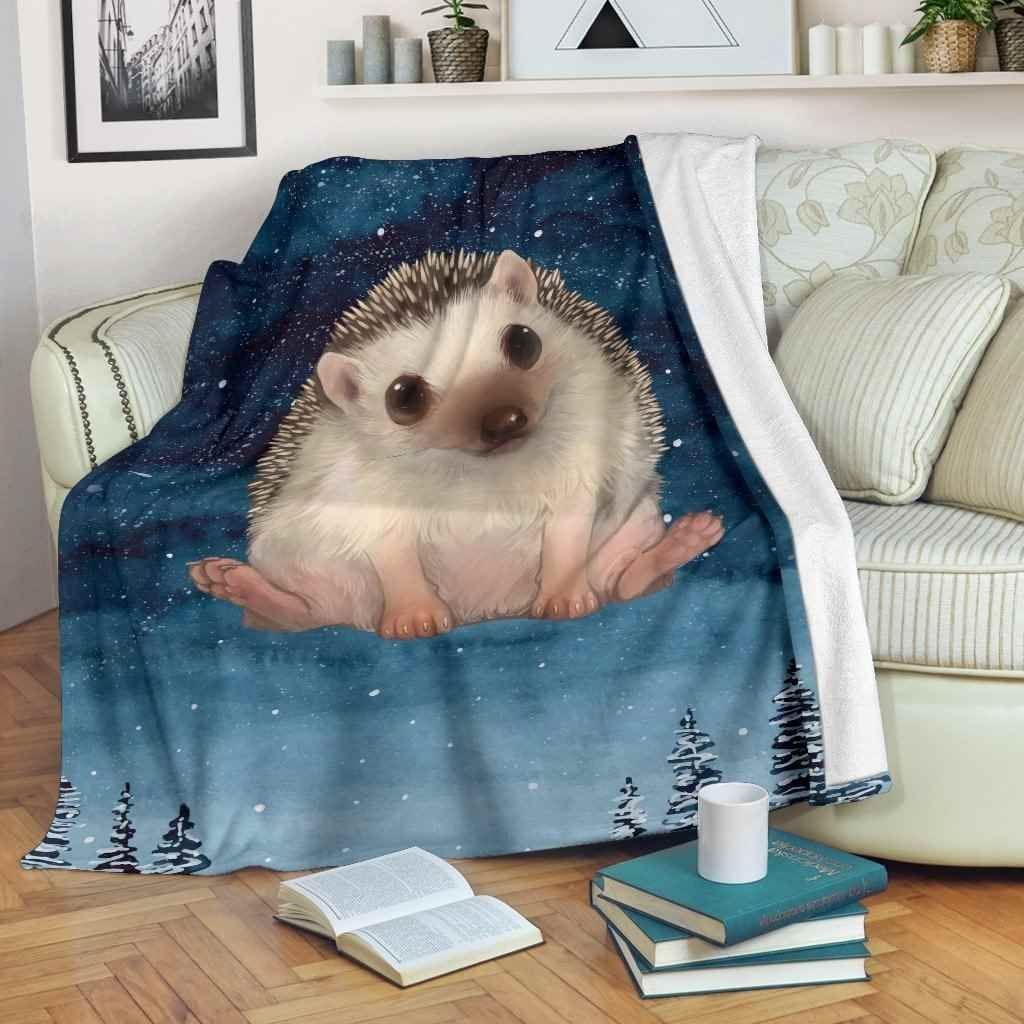 Cute At Night Hedgehog Blanket