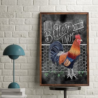 Póster de gallo y gallina de Better Farm, lienzo