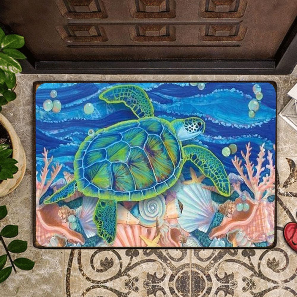 Felpudo con pintura de tortuga