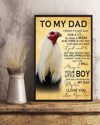 To My Dad I Love You Chicken Poster, Canvas