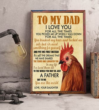 To My Dad I Love You Rooster Chicken Poster, Canvas