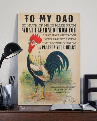 Para mi papá, gran parte de mí está hecha de lo que aprendo de ti Póster de gallo y pollo, lienzo