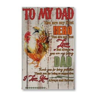 Para mi papá, te amo, eres mi primer héroe, póster vintage de pollo, lienzo