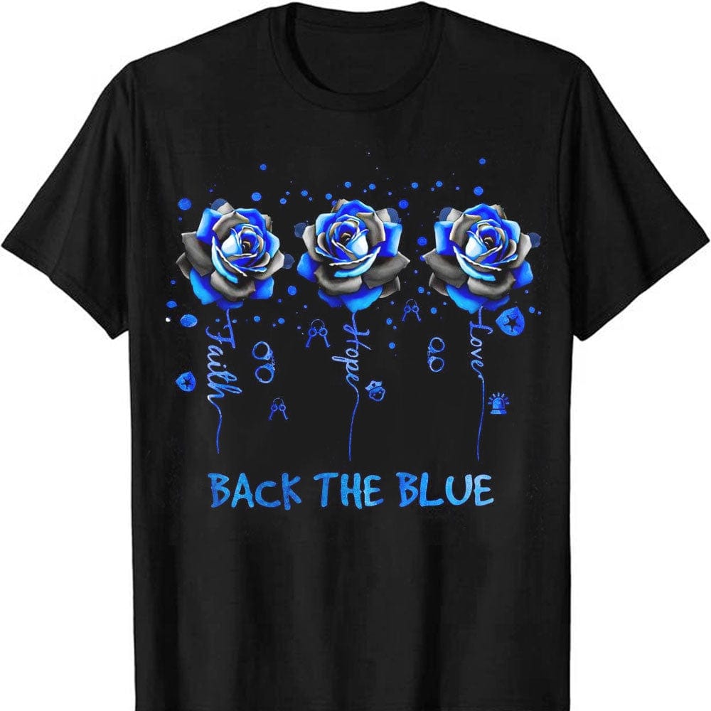 Police T Shirt, Back The Blue Roses, Gift For Women Police